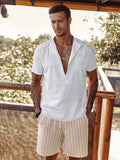 Linen Style Beach Button Shirts Shirts coofandy White M 