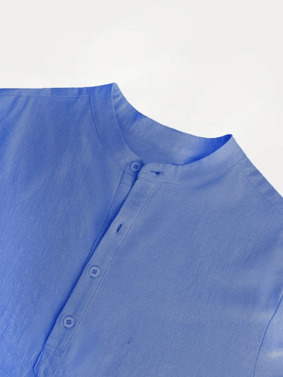 Cozy Half Button Cotton Linen Shirt Sets Sets coofandystore 