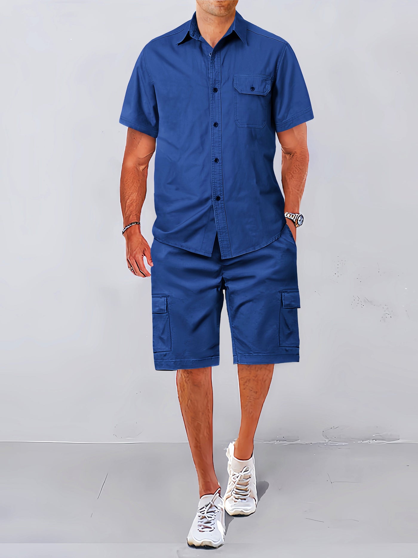 Cozy 100% Cotton Shirt Set Sets coofandy Navy Blue M 