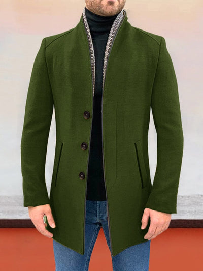Stylish Single Breasted Tweed Coat Coat coofandy Army Green M 
