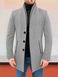 Stylish Single Breasted Tweed Coat Coat coofandy Gray M 
