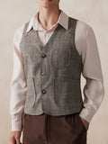 Plaid Splicing Tweed Vest Vest coofandy Gray M 