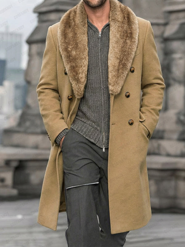 Warm Double-Breasted Tweed Coat