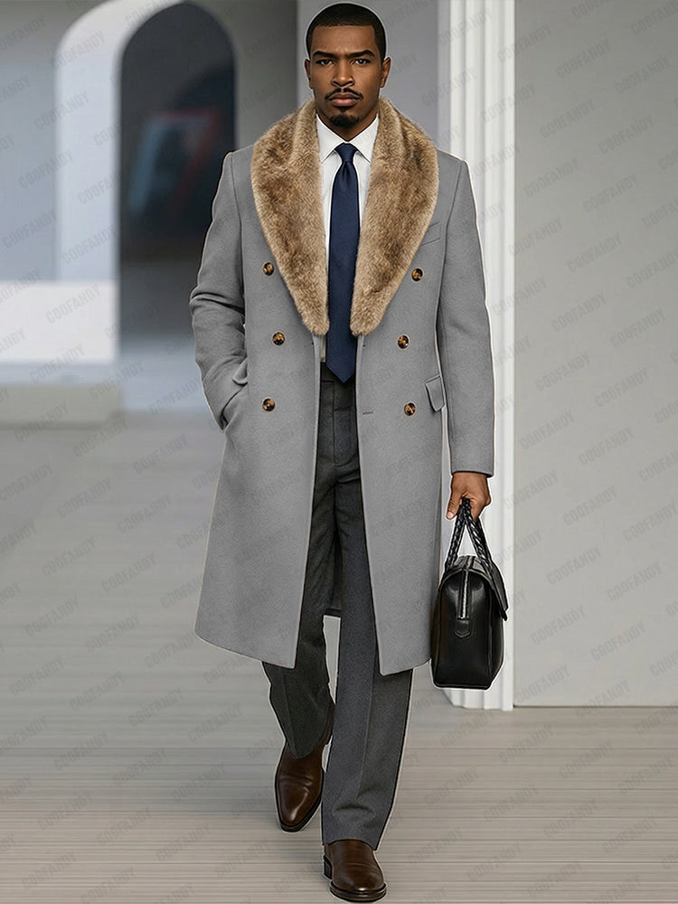 Stylish Double-Breasted Tweed Coat – COOFANDY