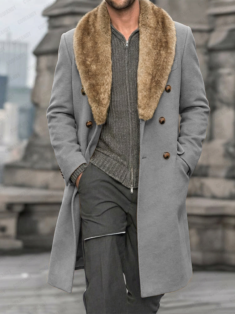 Stylish Double-Breasted Tweed Coat – COOFANDY
