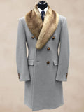 Stylish Double-Breasted Tweed Coat Coat coofandy Gray M 