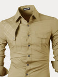Classic 100% Cotton Cargo Shirt Shirts coofandy 