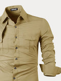Classic 100% Cotton Cargo Shirt Shirts coofandy 