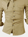 Classic 100% Cotton Cargo Shirt Shirts coofandy 