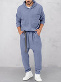 Casual Loose Athleisure Hoodie Set Sets coofandy Blue M 