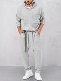 Casual Loose Athleisure Hoodie Set Sets coofandy Grey M 