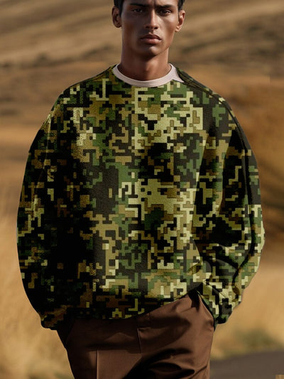 Casual Camo Sweatshirt with Shoulder Zip Hoodies coofandy PAT2 M 