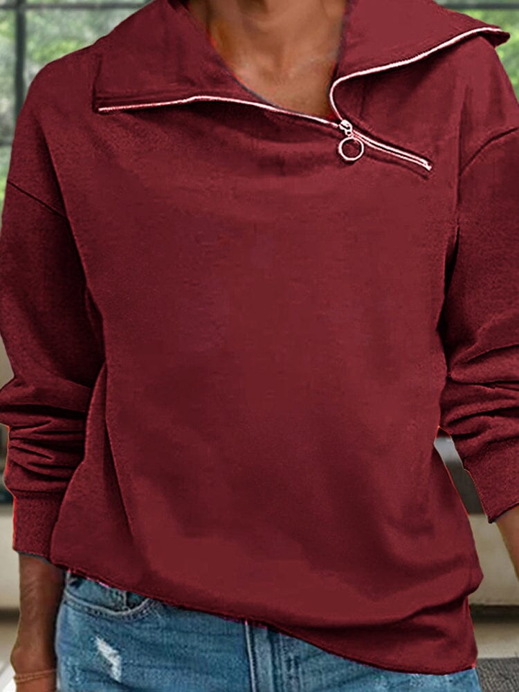 Stylish Slant Zipper Pullover Sweatshirt Sweatshirts coofandy 