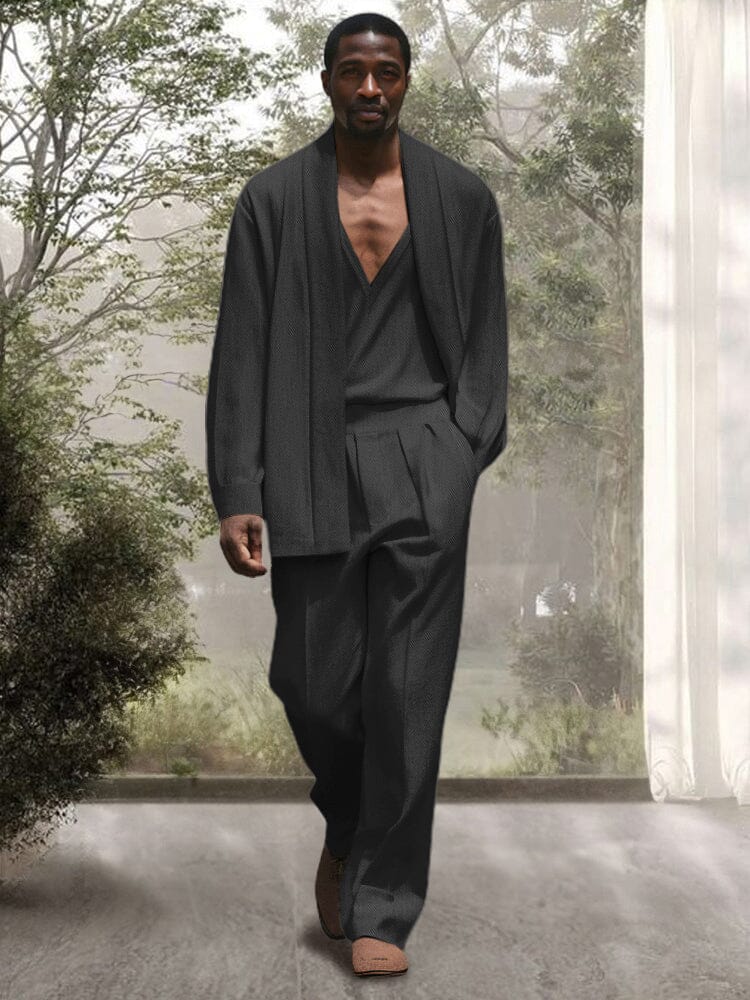 Simple Quiet Luxury 3-Piece Outfits Sets coofandy Black M 