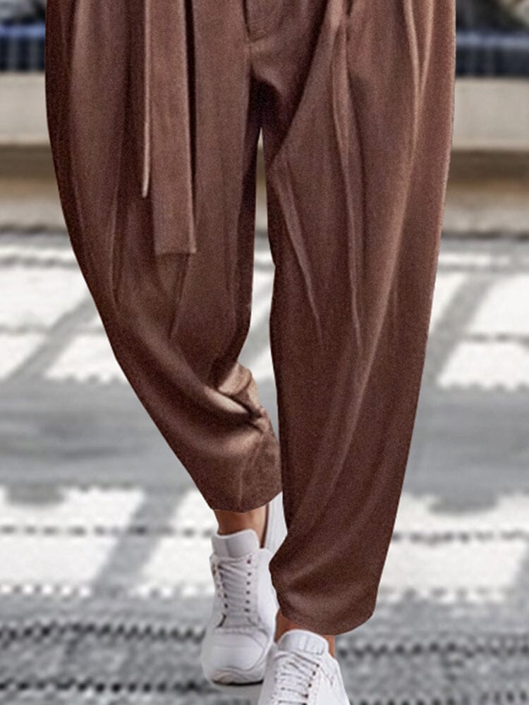 Stylish Harem Pants with Belt Pants coofandy 