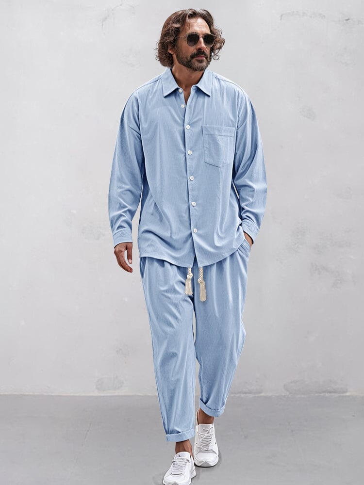 Comfy 100% Cotton Shirt Set Sets coofandy 