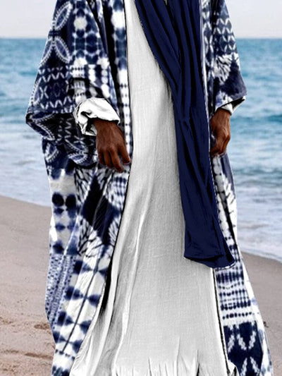 Ethnic Style Printed Outerwear Robe Set Sets coofandy 
