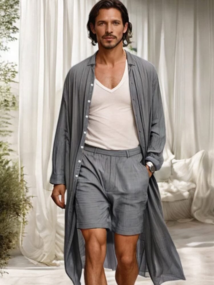 Lightweight Long Outerwear and Shorts Set Sets coofandy 