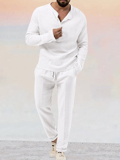 Leisure Bubble Crepe 2-Piece Outfits Sets coofandystore White M 