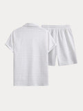Leisure Textured 2-Piece Shirt Outfits Sets coofandy 