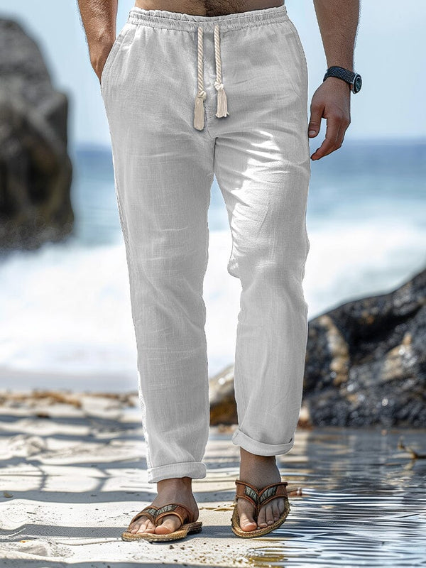Casual Soft 100% Cotton Pants Pants coofandy White M 