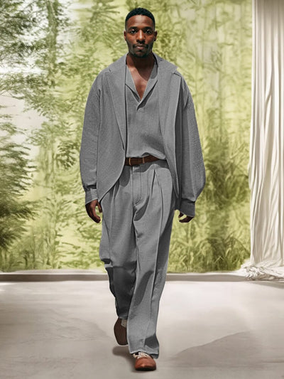 Elegant 100% Cotton 3-Piece Outfits Sets coofandy Grey M 