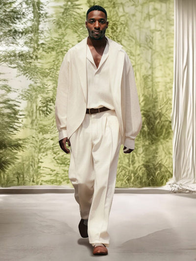 Elegant 100% Cotton 3-Piece Outfits Sets coofandy White M 
