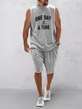 Athleisure 100% Cotton Tank Top Set Sports Set coofandy Light Grey M 