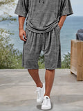 Athleisure Drawstring Hoodie Shorts Set Sets coofandy 