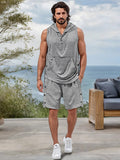 Athleisure Hooded 2-Piece Outfits Sets coofandy Light Gray M 