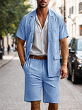 Lightweight 100% Cotton Blazer Shorts Set Sets coofandy 