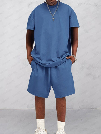 Classic Simple T-Shirt Set Sets coofandy Blue M 