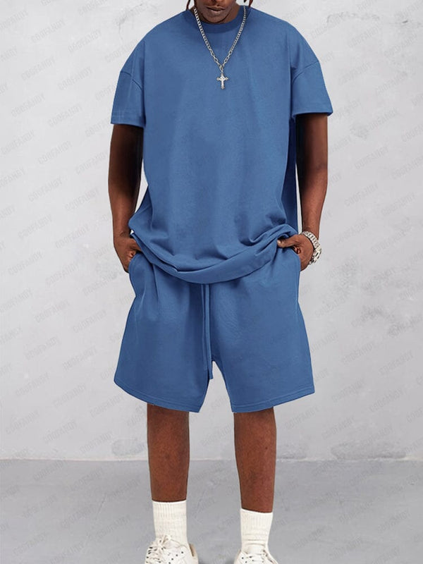 Classic Simple T-Shirt Set Sets coofandy Blue M 