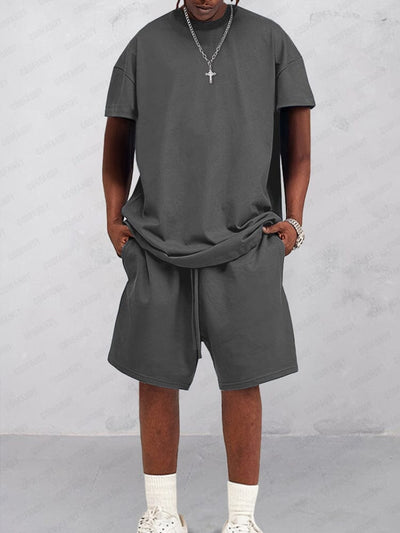 Classic Simple T-Shirt Set Sets coofandy Dark Grey M 