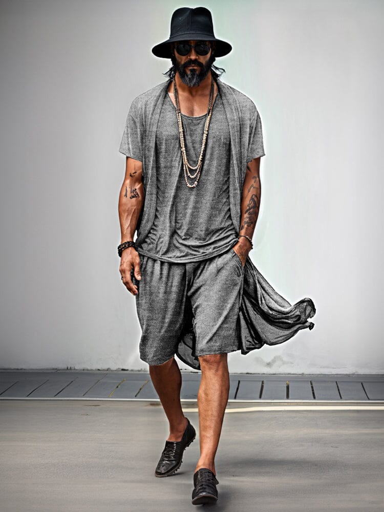 Stylish Lightweight 3-Piece Outfits Sets coofandy Grey M 
