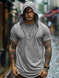 Stylish Stretchy Hooded T-Shirt T-Shirt coofandy Light Gery M 