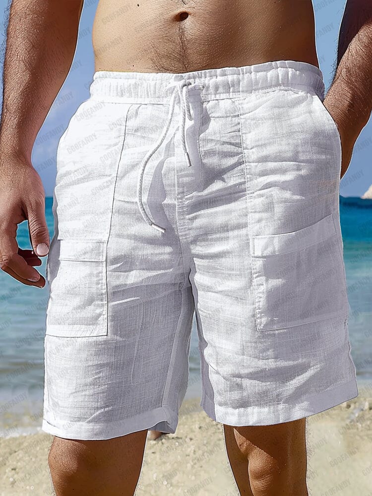 Lightweight Multi Pockets 100% Cotton Shorts Shorts coofandy White M 