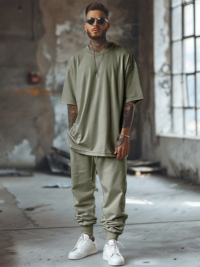 Soft Stretch T-shirt Jogger Pants Set Sets coofandy Army Green M 