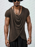 Casual Soft Touch Draped Top T-shirt coofandy Brown M 