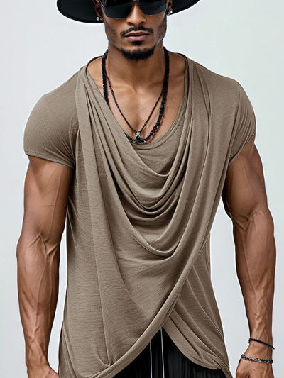 Casual Soft Touch Draped Top T-shirt coofandy 