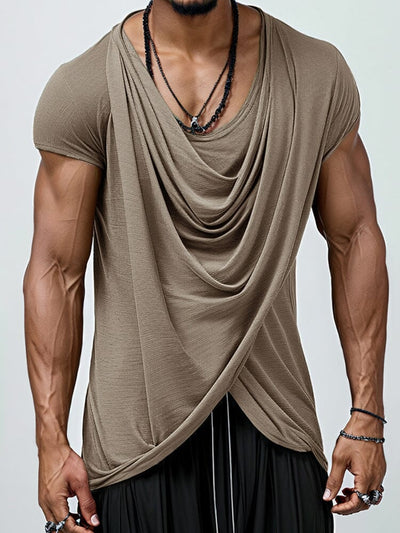 Casual Soft Touch Draped Top T-shirt coofandy 