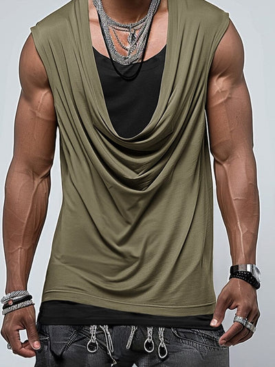 Trendy Drape Collar Sleeveless Top Tank Tops coofandy 