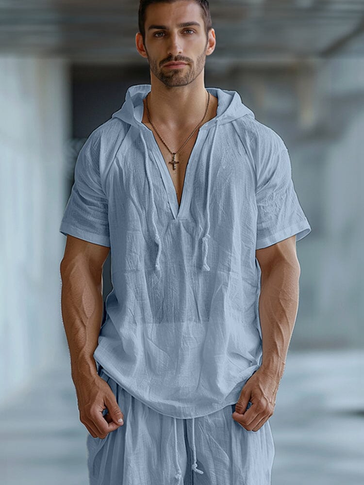 Minimalist Hooded T-shirt Shorts Set Sets coofandy 