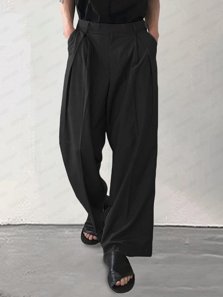 Comfy Pleated Wide Leg Slack Pants Pants coofandy Black M 