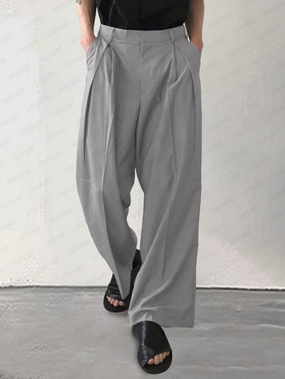 Comfy Pleated Wide Leg Slack Pants Pants coofandy Grey M 