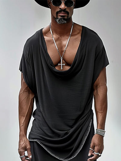 Stylish Drape Neck T-shirt Set Sets coofandy 