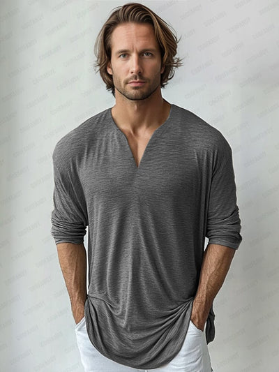 Premium Soft Stretch Basic Top T-Shirt coofandy Grey M 