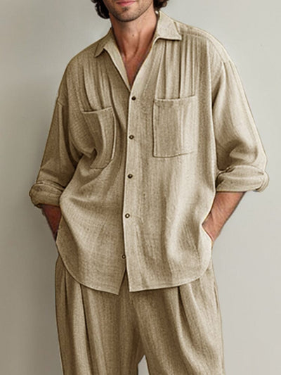 Premium Soft Linen Blend Shirt Set Sets coofandy 