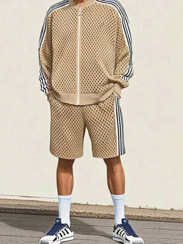 Breathable Mesh Knit Tracksuit Set Sets coofandy 