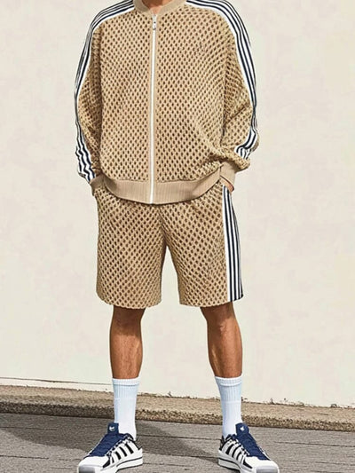 Breathable Mesh Knit Tracksuit Set Sets coofandy 